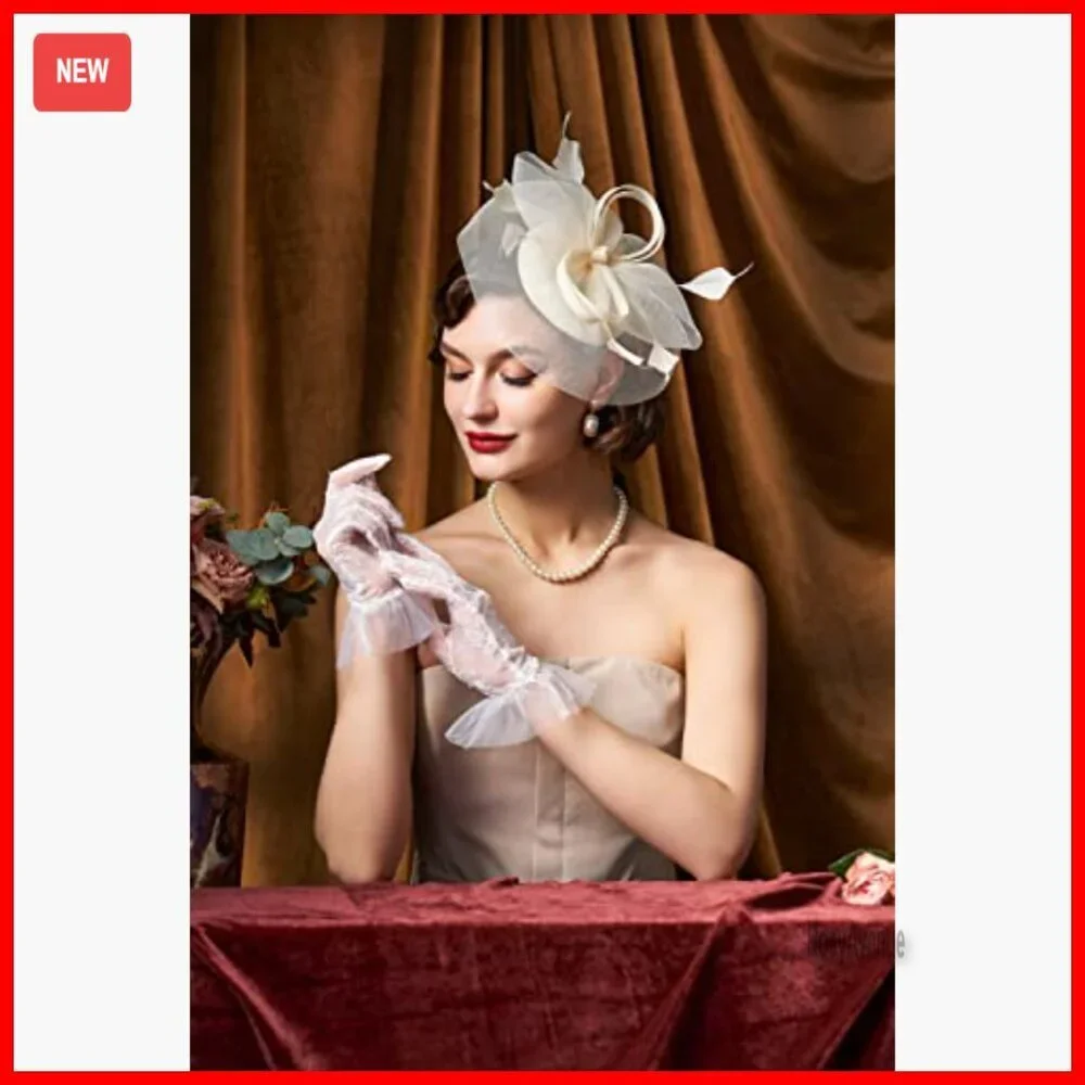 Women's Fascinator Hat with Feathers for Wedding Tea Party Derby